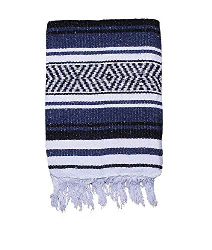 $averPak BodyForge Authentic Mexican Falsa Yoga Blanket (Blue/Black/White) - color: Blue/Black/White