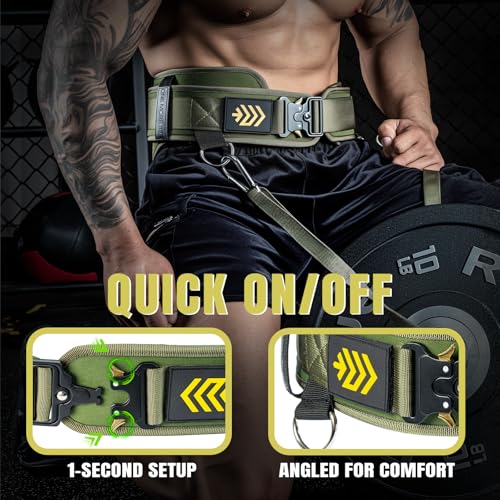 MANUEKLEAR 2-in-1 Weightlifting Belt & Dip Belt with 36.7 IN Rope, Double-Layer Weight Lifting Belts, Powerlifting Gym Weighted Belt for Pull Up Squat - color: Olive Drab, size: S(26-29in)