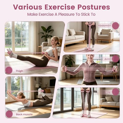 Pedal Resistance Band 3-in-1 Adjustable Latex Full Body Trainer - color: Pink