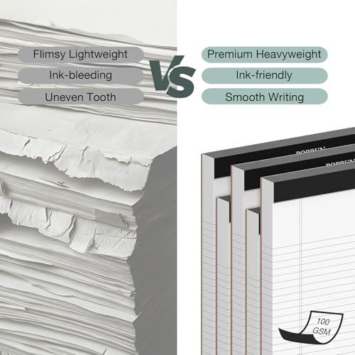 POPRUN Legal Pads, 8.5" x 11.75", 3 Pack, 50ct, 100 GSM, 11/32" Wide Ruled | Writing Notepads, White Thick Notebook Paper with Cardback, 28 Lined Each, Office, Home, Meeting Notes, School - size: Wide Ruled