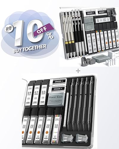 Four Candies 25PCS Art Mechanical Pencil Set + Mechanical Pencil Set Black