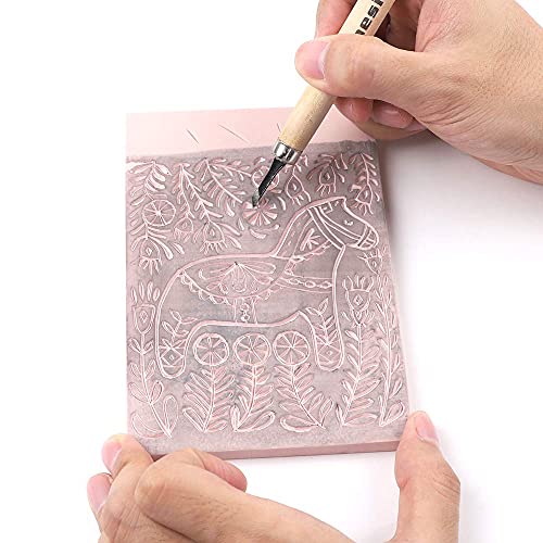 SGHUO 20 Pcs 4" x 6" Pink Rubber Carving Blocks Linoleum Block Stamp Making Kit for Printmaking, Stamp Soft Rubber Crafts, Soft and Easy to Carve