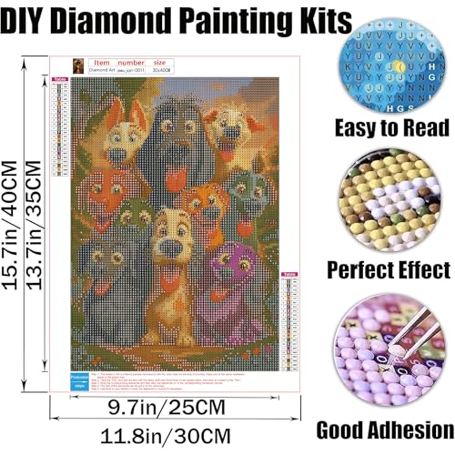 AWUJON Diamond Painting Kits for Adults, Dog 5D Diamond Art Kits Full Drill Diamond Dots DIY Paintings with Diamonds Gem Art and Crafts Home Wall Decor 12x16 inch - color: Dog