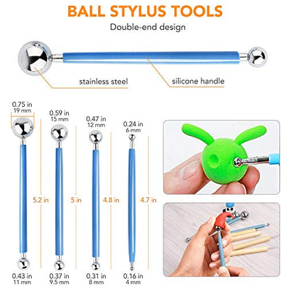LotFancy 30PCS Clay Tools Kit for Beginners, Polymer & Air Dry Clay Sculpting Tools with Carrying Pouch, Pottery Ceramic Modeling Carving Tools Set for Adults Kids Art Crafts