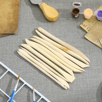 VILLCASE 30pcs Wooden Clay Sculpting Tools, 6.1'' Double Ended Clay Modeling Tools for Cutting Shaping Carving, Polymer Pottery Dough Ceramic Modeling Kit for Classrooms, Beginners, Group Activities