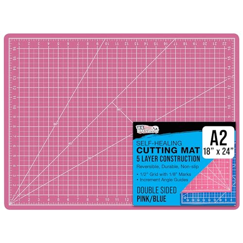 U.S. Art Supply 18"x24" Self-Healing Cutting Mat 5-Ply Pink/Blue | Double-Sided Pink/Blue Craft Mat, Non-Slip Cutting Mats for Crafts, Sewing, Quilting, Scrapbooking - color: Pink/Blue