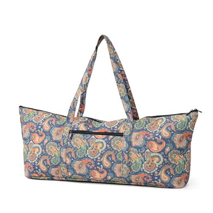 Boulder Bee | Yoga Mat Bag | Large Yoga Mat Carrier with Wet Pocket | Yoga Gifts | Gym Tote Bag for Women - color: Tote-Orange Cashew Flower