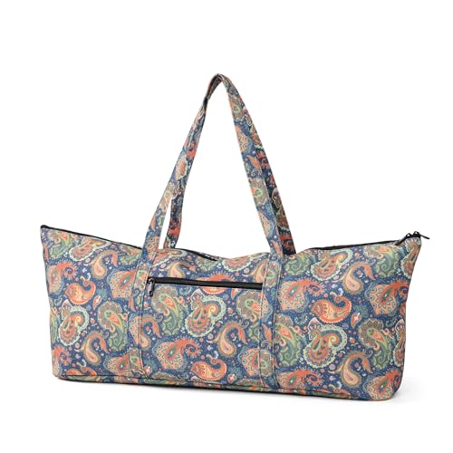 Boulder Bee | Yoga Mat Bag | Large Yoga Mat Carrier with Wet Pocket | Yoga Gifts | Gym Tote Bag for Women - color: Tote-Orange Cashew Flower