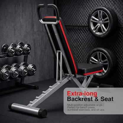 Adjustable Exercise Chair for Home Gym – Foldable Back Extension Bench for Core, Hip & Lower Back Workout – Multi-Functional Hyperextension Bench for Full-Body Exercise（with Illustrated Training Action Guide）