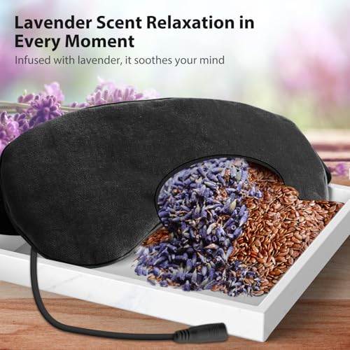 Ezona Heated Eye Mask, Warm Eye Compress Mask for Dry Eyes, Black | USB Electric Eye Heating Pad, Temperature & Timer Control, Blepharitis, Sinus, Migraine, Stye, MGD Puffiness - color: Black