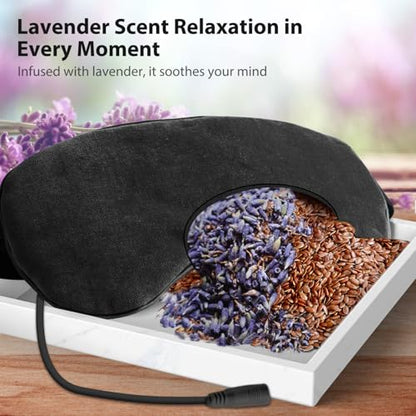 Ezona Heated Eye Mask, Warm Eye Compress Mask for Dry Eyes, Black | USB Electric Eye Heating Pad, Temperature & Timer Control, Blepharitis, Sinus, Migraine, Stye, MGD Puffiness - color: Black