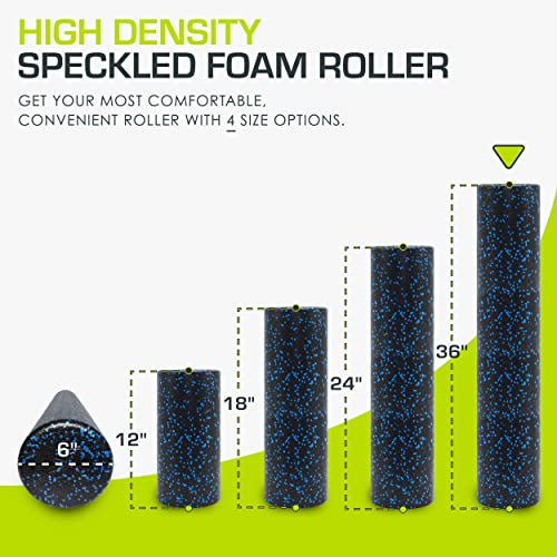 ProsourceFit High Density Foam Rollers 36 - inches long, Firm Full Body Athletic Massage Tool for Back Stretching, Yoga, Pilates, Post Workout Muscle Recuperation, Black/Blue - color: Black/Blue, size: 36"H x 6"D