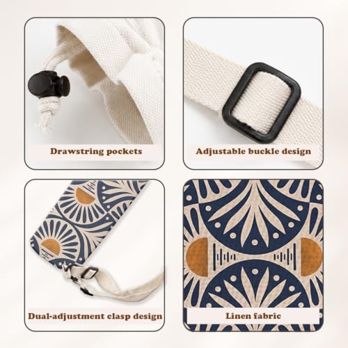 Art Deco Blue and Orange Sun Mahjong Mat Bag with Adjustable Straps - color: Blue and Orange Sun