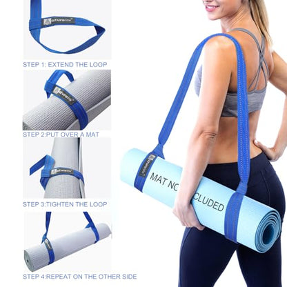 A AZURELIFE [MAT NOT Included] Yoga Mat Sling, Yoga Mat Straps for Carrying, Easy-Cinch Yoga Mat Holder Strap - color: #1-blue