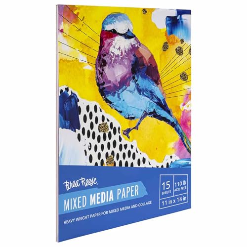 Brea Reese 60 Sheets Mixed Media Paper Pad - 11x14 in, 98 lb Acid-Free | Glue-Bound Artist Sketchbook for Watercolor, Acrylic & Ink, Heavyweight Sheets for Layering, Collaging & Dry Media