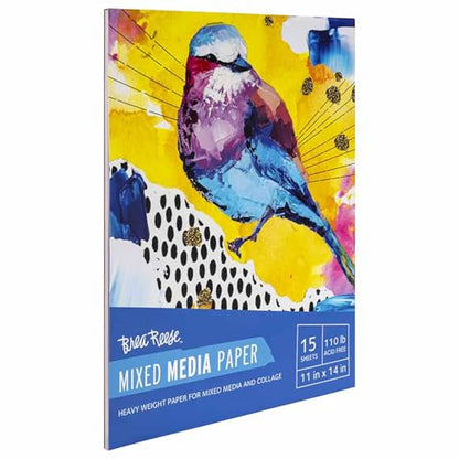 Brea Reese 60 Sheets Mixed Media Paper Pad - 11x14 in, 98 lb Acid-Free | Glue-Bound Artist Sketchbook for Watercolor, Acrylic & Ink, Heavyweight Sheets for Layering, Collaging & Dry Media