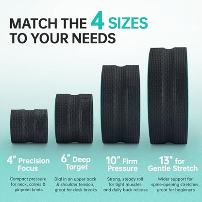 GymCope Back Roller Wheel 4 Pack Spine-Safe Groove, for Whole Family Yoga - color: Mint Green, size: 4"+6"+10"+13"