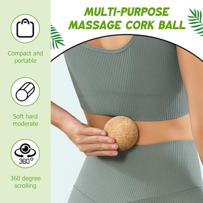 TrelaCo Cork Massage Balls Set of 2 for Fascia Release After Exercise Yoga Point Therapy Relax Muscles Relieve Stress Tools - size: 4.5+6cm