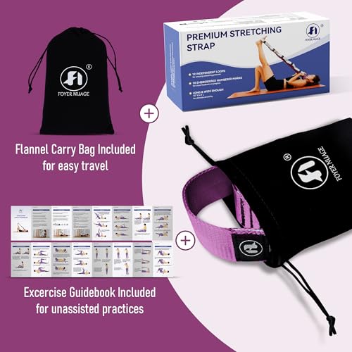 Stretch Bands for Exercise, Non Elastic Yoga Stretching Strap with Loops, 3.8cm x 2.45m, Stretching Bands for Physical Therapy, Yoga, Pilates, Dance, Gymnastics Exercise - color: Pink