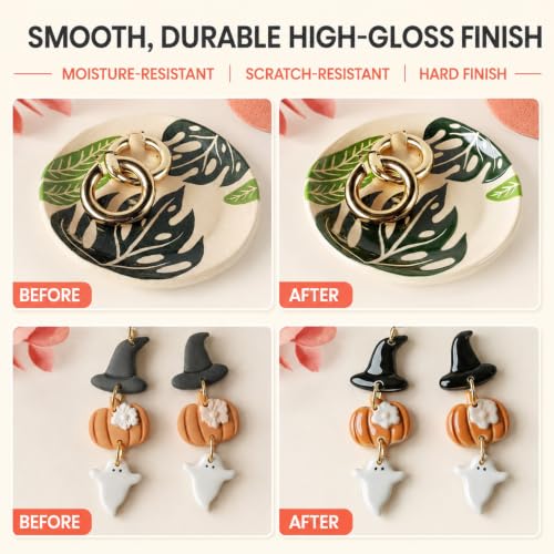 Clay Glaze, Air Dry & Polymer Clay Glaze Sealer & High Gloss Clear Varnish | Waterproof, Non-Toxic & Anti-Cracking, for Air Dry Clay, Polymer Clay, Oven Baked, Pottery, Modeling & Ceramic Clay