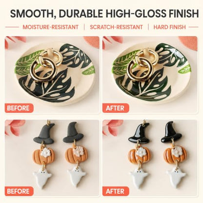 Clay Glaze, Air Dry & Polymer Clay Glaze Sealer & High Gloss Clear Varnish | Waterproof, Non-Toxic & Anti-Cracking, for Air Dry Clay, Polymer Clay, Oven Baked, Pottery, Modeling & Ceramic Clay