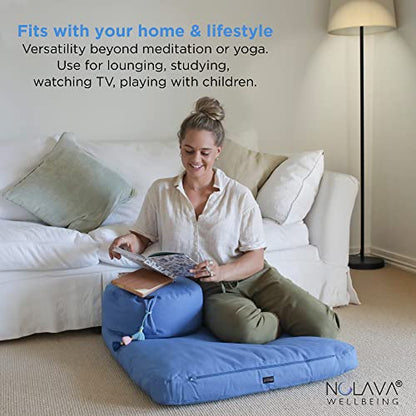 NOLAVA Round Zafu Cushions 15"x6" & Zabuton Meditation Cushions 32"x28"x3" - Premium Comfort for Mindful Practices - Yoga Bolster Pillow & Meditation Floor Pillow Essentials - color: BLUE