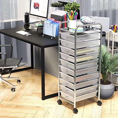 Simple Houseware 10 Drawers Rolling Utility Cart Organizer, Chrome - color: Chrome, size: 10 Drawers