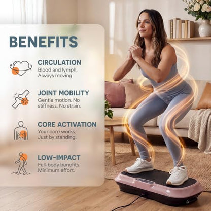 Lifepro Waver Vibration Plate Exercise Machine with 99 Speeds & 10 Presets | Resistance Bands, Non-Slip Surface, 330 lbs Capacity — Vibration Plate for Lymphatic Drainage, Body Toning, Full-Body Workout - color: Brown