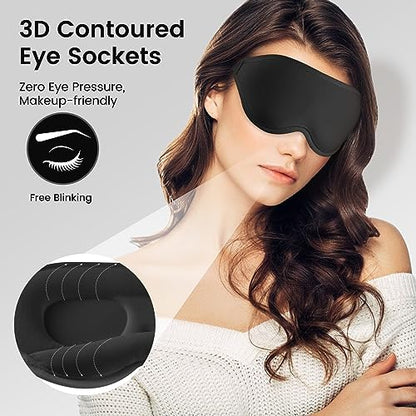 Audree Eye Mask for Sleeping - 3D Contoured 100% Sleep Mask Light Blocking | Eyemask for Women and Men, Zero Eye Pressure Night Blindfold | Soft Eye Cover - color: Black