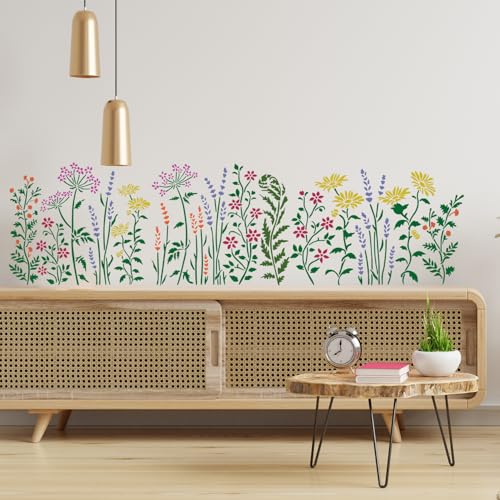 Large Flower Stencils Wildflower Stencils for Crafts Reusable | Floral Stencil for Painting on Walls Wood Fence Canvas Fabrics Furniture Outdoors - style: Wildflower 02