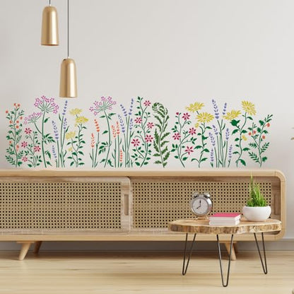 Large Flower Stencils Wildflower Stencils for Crafts Reusable | Floral Stencil for Painting on Walls Wood Fence Canvas Fabrics Furniture Outdoors - style: Wildflower 02