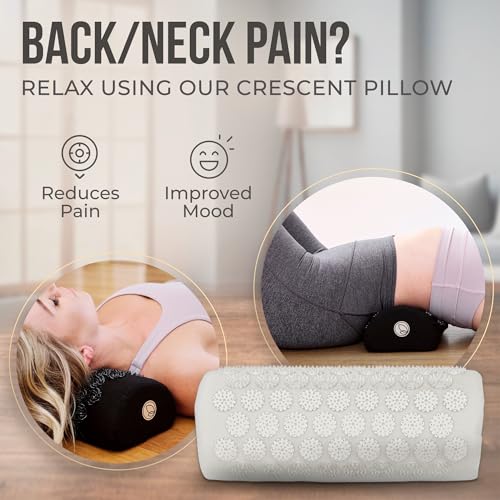Acupressure Mat and Pillow Set with Mini Pad – Full Body Pain Relief | Mini pad targets hard-to-reach areas like feet, hands and neck for precise pressure relief - color: Natural Cotton