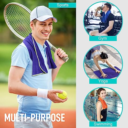 SINLAND Microfiber Gym Towels, Workout Sweat Towel 16x32In - color: Grape+pumpkin+chartreuse