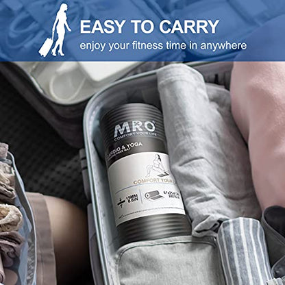 MRO Large Yoga Mat for Home Gym Workout 6'x12'x9mm and Yoga Knee Pad 24''x10''x0.6'', Extra Wide and Long Exercise Mats for Durable Men and Women, Thick, Non-Slip, Soft for Stretching