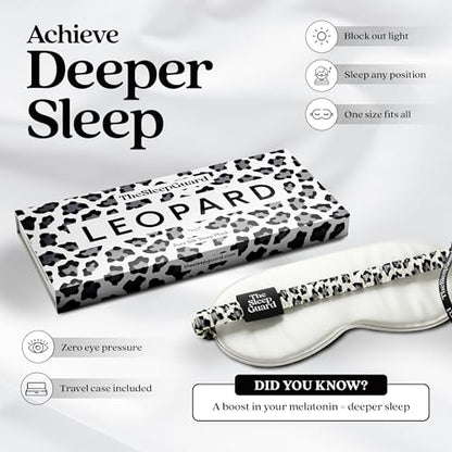 TheSleepGuard Pure Silk Sleep Mask [100% 6A Mulberry Silk, 22 Momme] Light Blocking Travel Essentials. Eye Masks for Sleeping. Black Oeko-Tex Blindfold. Eye Covers for Men & Women - color: Leopard Print