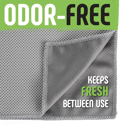 Gradient Fitness Cooling Towels (4 Pack) - Breathable Sweat Towel, Cooling Towel for Neck & Face - Neck Cooler for Quick Cool Down for Gym, Running, Golf, Yoga, Camping & Sports (Green|Grey, 4)