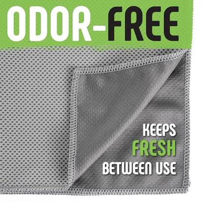 Gradient Fitness Cooling Towels (4 Pack) - Breathable Sweat Towel, Cooling Towel for Neck & Face - Neck Cooler for Quick Cool Down for Gym, Running, Golf, Yoga, Camping & Sports (Green|Grey, 4)