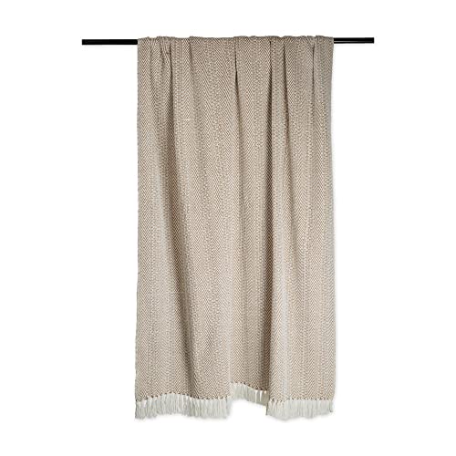 DII Herringbone Striped Collection Cotton Throw Blanket, 50x60, Stone - color: Stone, size: 50x60"