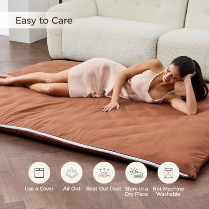 Japanese Floor Mattress with Washable Cover, Folding Futon Mattresss, Tatami Mat Sleeping Pad with Thicken Memory Foam, Roll Up Floor Lounger Bed for Kids Adults (Full 80"×55"×2.6") - size: Full(80"×55"×2.6")