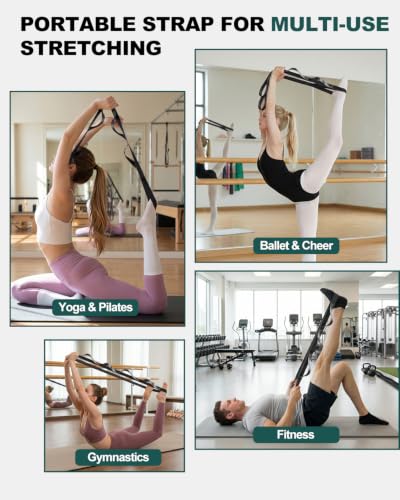 Trideer Non-Elastic Stretching Strap with Loops for Physical Therapy & Rehab, Knee Hip Leg ROM Post-Surgery, Yoga Strap for Stretching, Leg Lifter Strap Mobility Aid, Hamstring Calf Back - color: Black/75"x1"