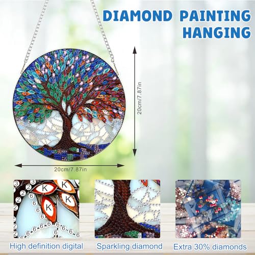 MAXBYE Diamond Painting Hanging Pendant, Tree of Life DIY Special Shaped Diamond Art Kits for Adults，Double Sided Rhinestone for Beginners Gift Window Wall Door Decoration 8×8 Inch - color: 22-Tree of Life
