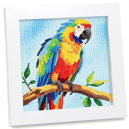 geesfayan Diamond Art Kits for Kids,6 Inch DIY Gem Art Painting with 7 Inch Frame, Complete Starter Kit for Beginners, Creative Arts & Crafts Gift for Girls & Boys (Parrot) - color: Parrot