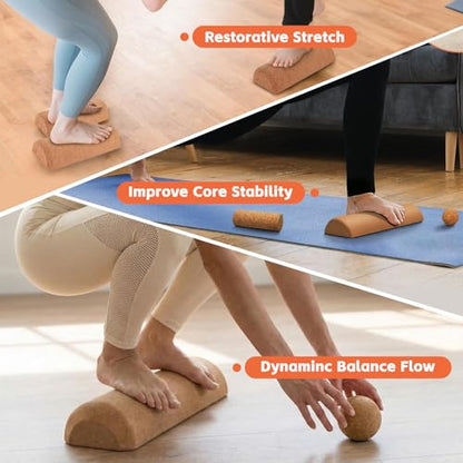 Cork Foot Strengthener & Balance Trainer Set – 4-in-1 Foot Mobility System with Roller, Massage Ball & Toe Bands | Improve Stability, Fix Over-Pronation, Enhance Balance & Restore Natural Foot Function