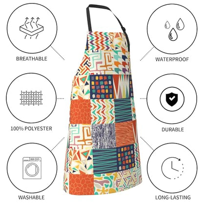 Artist Painting Apron with 2 Pockets Painters Art Aprons Gifts for Women Men - color: Colorful Tribal Geometric