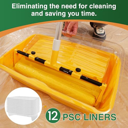 VOOMEY 18 Inch Paint Tray Liners, 12PCS Disposable Roller Tray Inserts | Disposable Liners Fit 18" Paint Trays for Easy Cleanup, Quick Color Changes and Efficient Painting Projects - size: 18 Inch Paint Tray Liners (12pcs)