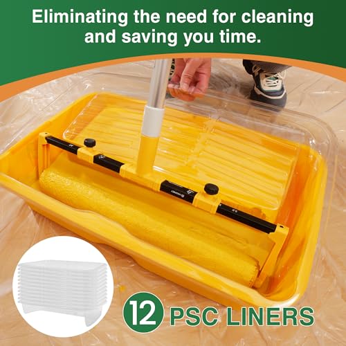 VOOMEY 18 Inch Paint Tray Liners, 12PCS Disposable Roller Tray Inserts | Disposable Liners Fit 18" Paint Trays for Easy Cleanup, Quick Color Changes and Efficient Painting Projects - size: 18 Inch Paint Tray Liners (12pcs)