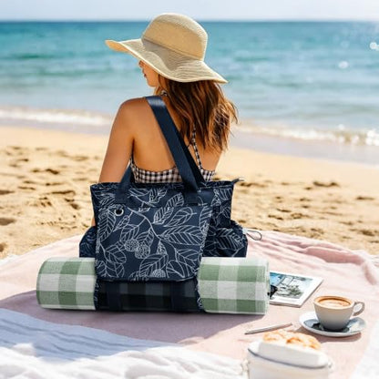 WLLWOO Thick Yoga Mat Bag Women Gym Tote Breathable Mesh Holder Wet Pocket - color: Navy Blue Leaf