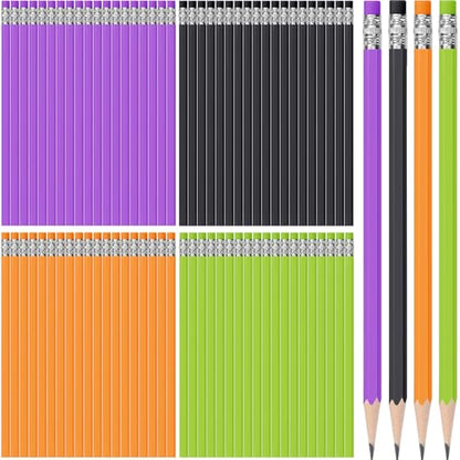 TecUnite 60 Pcs HB Pencils #2 Unsharpened Wood Cased Pencils with Eraser Hexagonal Pencil Cute Graphite No 2 Pen for Adults Gifts Exam School Office Sketching Learning(Purple Orange, Silver) - color: Purple Orange, Silver