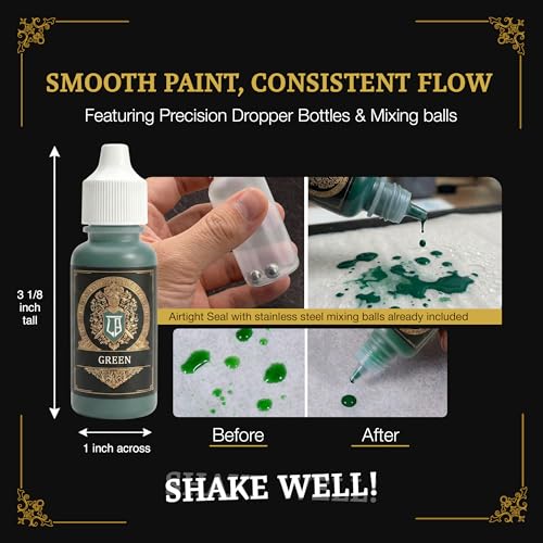 Ludus Bellum Miniature Paint Green Color 18ml Precision Dropper Bottle | Professional Acrylic Paint for Miniatures & Models, Provides Quality Acrylic Tones and Shades for Warhammer 40K D&D Figures - color: Green