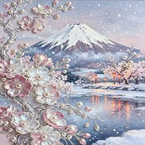 Snow Mountain Flower 5D Diamond Art Painting Kits for Adults 14 x 14 inch | DIY Full Drill, Arts and Crafts, Home Wall Deco,Beginner Easy Painting - color: SH178